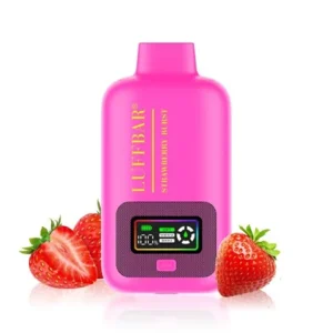 Vaper descartable LUFFBAR 40K Strawberry Burst rosa con fresas frescas.